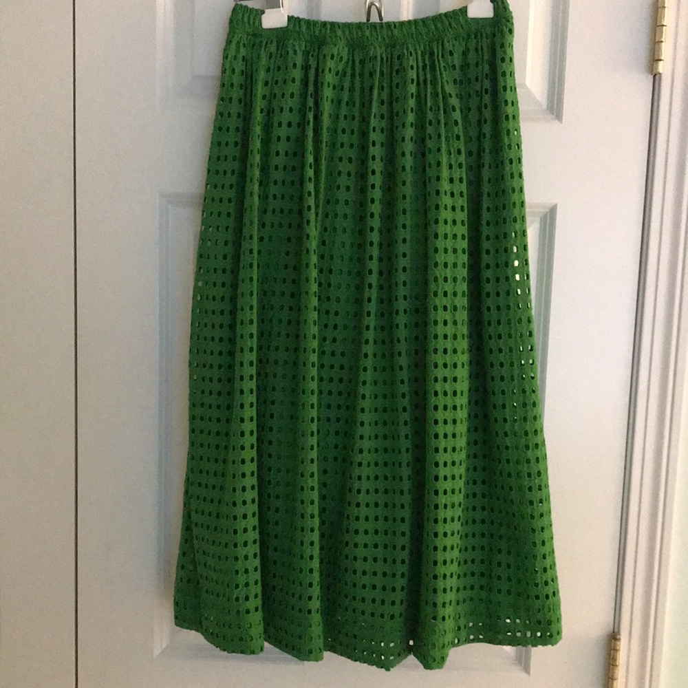 Kate Spade X Target Green Eyelet Midi Skirt Elastic Waist Size XXS - Picture 3 of 11